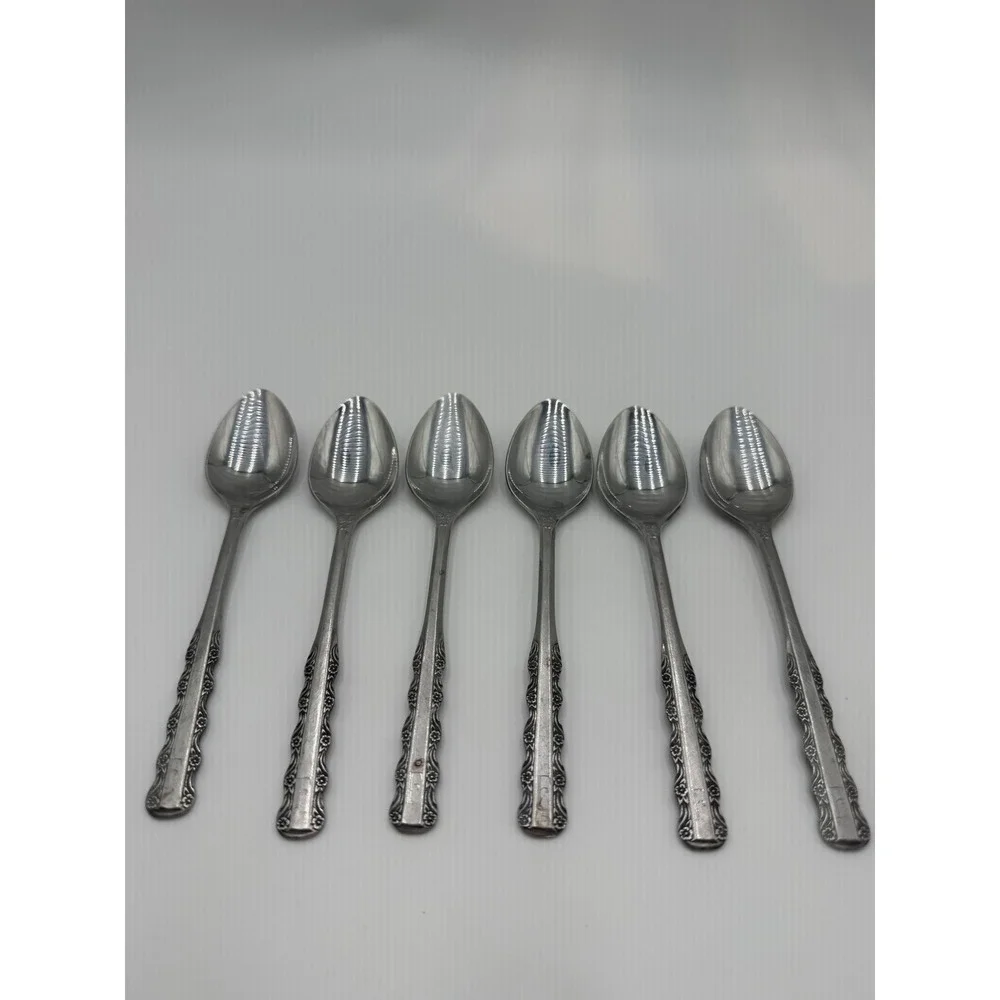 Ekco Eterna Florentine Stainless Steel Teaspoons Set of 6 Floral Scroll HK